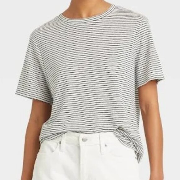 a new day Black-and-white striped modal oversize t-shirt size L - Picture 1 of 6